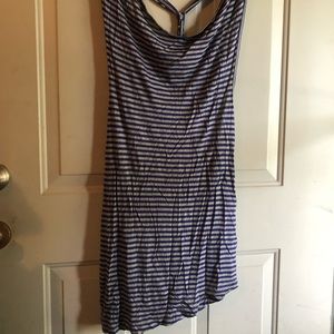 Blue and grey striped flowing tank top